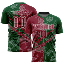 Load image into Gallery viewer, Custom Graffiti Pattern Crimson-Green Scratch Sublimation Soccer Uniform Jersey