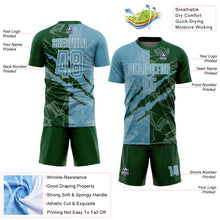 Load image into Gallery viewer, Custom Graffiti Pattern Shadow Blue-Green Scratch Sublimation Soccer Uniform Jersey