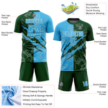 Load image into Gallery viewer, Custom Graffiti Pattern Sky Blue-Green Scratch Sublimation Soccer Uniform Jersey