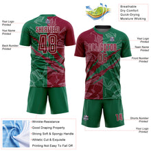 Load image into Gallery viewer, Custom Graffiti Pattern Maroon-Kelly Green Scratch Sublimation Soccer Uniform Jersey