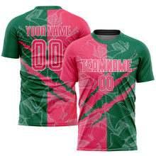 Load image into Gallery viewer, Custom Graffiti Pattern Neon Pink-Kelly Green Scratch Sublimation Soccer Uniform Jersey