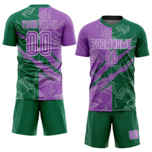 Load image into Gallery viewer, Custom Graffiti Pattern Medium Purple-Kelly Green Scratch Sublimation Soccer Uniform Jersey