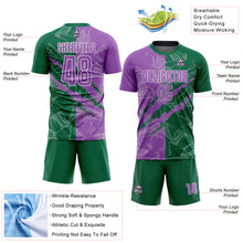 Load image into Gallery viewer, Custom Graffiti Pattern Medium Purple-Kelly Green Scratch Sublimation Soccer Uniform Jersey
