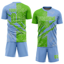 Load image into Gallery viewer, Custom Graffiti Pattern Aurora Green-Light Blue Scratch Sublimation Soccer Uniform Jersey