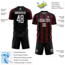 Load image into Gallery viewer, Custom Black White-Red Abstract Shape Sublimation Soccer Uniform Jersey