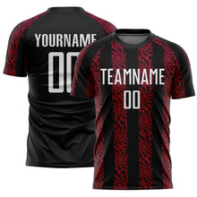 Load image into Gallery viewer, Custom Black White-Red Abstract Shape Sublimation Soccer Uniform Jersey