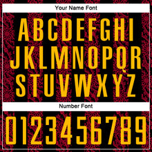 Load image into Gallery viewer, Custom Black Gold-Red Abstract Shape Sublimation Soccer Uniform Jersey