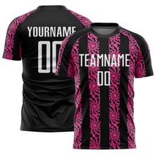 Load image into Gallery viewer, Custom Black White-Pink Abstract Shape Sublimation Soccer Uniform Jersey