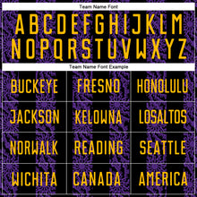 Load image into Gallery viewer, Custom Black Gold-Purple Abstract Shape Sublimation Soccer Uniform Jersey