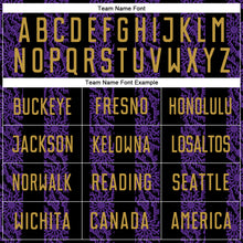 Load image into Gallery viewer, Custom Black Old Gold-Purple Abstract Shape Sublimation Soccer Uniform Jersey