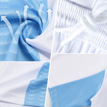 Load image into Gallery viewer, Custom Black White-Sky Blue Abstract Shape Sublimation Soccer Uniform Jersey
