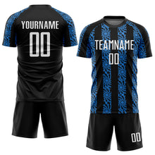 Load image into Gallery viewer, Custom Black White-Powder Blue Abstract Shape Sublimation Soccer Uniform Jersey