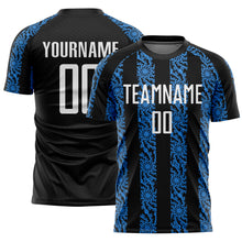 Load image into Gallery viewer, Custom Black White-Powder Blue Abstract Shape Sublimation Soccer Uniform Jersey