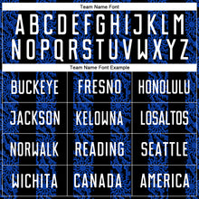 Load image into Gallery viewer, Custom Black White-Thunder Blue Abstract Shape Sublimation Soccer Uniform Jersey