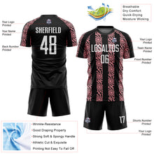 Load image into Gallery viewer, Custom Black White-Medium Pink Abstract Shape Sublimation Soccer Uniform Jersey