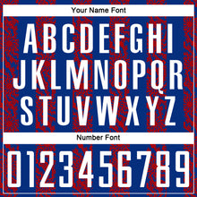 Load image into Gallery viewer, Custom Royal White-Red Abstract Shape Sublimation Soccer Uniform Jersey