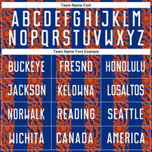 Load image into Gallery viewer, Custom Royal White-Orange Abstract Shape Sublimation Soccer Uniform Jersey