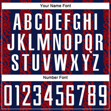 Load image into Gallery viewer, Custom Navy White-Red Abstract Shape Sublimation Soccer Uniform Jersey