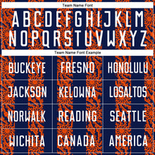 Load image into Gallery viewer, Custom Navy White-Orange Abstract Shape Sublimation Soccer Uniform Jersey