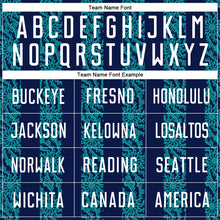 Load image into Gallery viewer, Custom Navy White-Teal Abstract Shape Sublimation Soccer Uniform Jersey