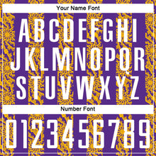 Load image into Gallery viewer, Custom Purple White-Gold Abstract Shape Sublimation Soccer Uniform Jersey