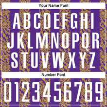 Load image into Gallery viewer, Custom Purple White-Old Gold Abstract Shape Sublimation Soccer Uniform Jersey