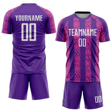 Load image into Gallery viewer, Custom Purple White-Pink Abstract Shape Sublimation Soccer Uniform Jersey