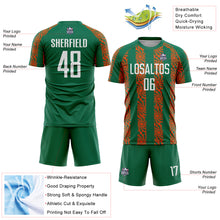 Load image into Gallery viewer, Custom Kelly Green White-Orange Abstract Shape Sublimation Soccer Uniform Jersey