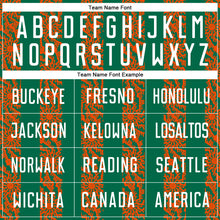 Load image into Gallery viewer, Custom Kelly Green White-Orange Abstract Shape Sublimation Soccer Uniform Jersey