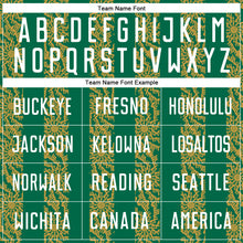 Load image into Gallery viewer, Custom Kelly Green White-Old Gold Abstract Shape Sublimation Soccer Uniform Jersey