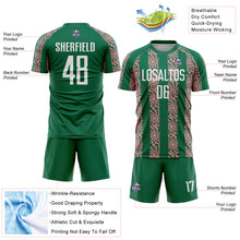 Load image into Gallery viewer, Custom Kelly Green White-Medium Pink Abstract Shape Sublimation Soccer Uniform Jersey