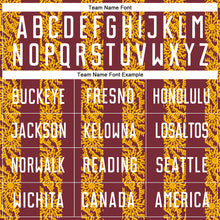 Load image into Gallery viewer, Custom Burgundy White-Gold Abstract Shape Sublimation Soccer Uniform Jersey