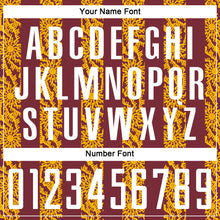 Load image into Gallery viewer, Custom Burgundy White-Gold Abstract Shape Sublimation Soccer Uniform Jersey