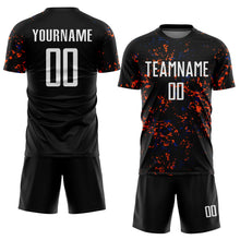 Load image into Gallery viewer, Custom Black Orange-Royal Abstract Fragment Art Sublimation Soccer Uniform Jersey
