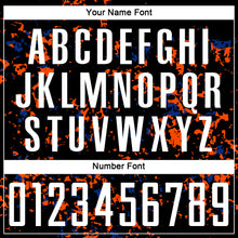 Load image into Gallery viewer, Custom Black Orange-Royal Abstract Fragment Art Sublimation Soccer Uniform Jersey