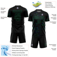 Load image into Gallery viewer, Custom Black Kelly Green-Royal Abstract Fragment Art Sublimation Soccer Uniform Jersey