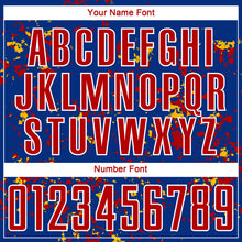 Load image into Gallery viewer, Custom Royal Red-Gold Abstract Fragment Art Sublimation Soccer Uniform Jersey