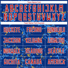 Load image into Gallery viewer, Custom Royal Red Old Gold-Powder Blue Abstract Fragment Art Sublimation Soccer Uniform Jersey