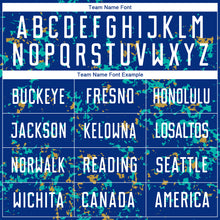 Load image into Gallery viewer, Custom Royal Old Gold-Aqua Abstract Fragment Art Sublimation Soccer Uniform Jersey