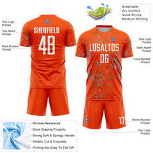 Load image into Gallery viewer, Custom Orange Light Blue-Grass Green Abstract Fragment Art Sublimation Soccer Uniform Jersey