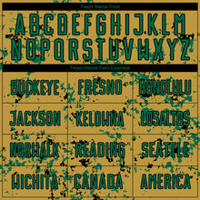 Load image into Gallery viewer, Custom Old Gold Kelly Green-Black Abstract Fragment Art Sublimation Soccer Uniform Jersey