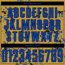 Load image into Gallery viewer, Custom Old Gold Thunder Blue-Black Abstract Fragment Art Sublimation Soccer Uniform Jersey