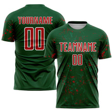 Load image into Gallery viewer, Custom Green Red-Kelly Green Abstract Fragment Art Sublimation Soccer Uniform Jersey