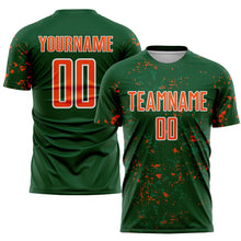 Load image into Gallery viewer, Custom Green Orange-Kelly Green Abstract Fragment Art Sublimation Soccer Uniform Jersey