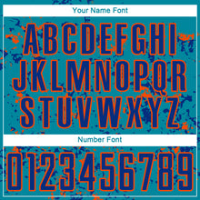 Load image into Gallery viewer, Custom Teal Royal-Orange Abstract Fragment Art Sublimation Soccer Uniform Jersey