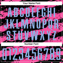 Load image into Gallery viewer, Custom Black Light Blue-Pink Splash Sublimation Soccer Uniform Jersey