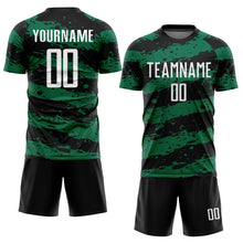 Load image into Gallery viewer, Custom Black White-Kelly Green Splash Sublimation Soccer Uniform Jersey