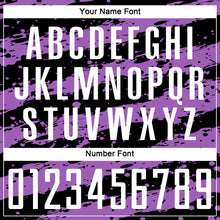 Load image into Gallery viewer, Custom Black White-Medium Purple Splash Sublimation Soccer Uniform Jersey