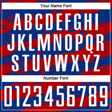 Load image into Gallery viewer, Custom Royal White-Red Splash Sublimation Soccer Uniform Jersey