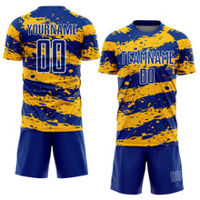Load image into Gallery viewer, Custom Royal Gold-White Splash Sublimation Soccer Uniform Jersey